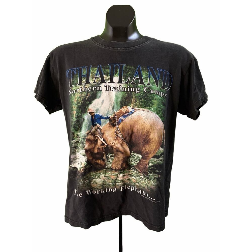 VTG Thailand Elephant Graphic JoliGolf Black Tee